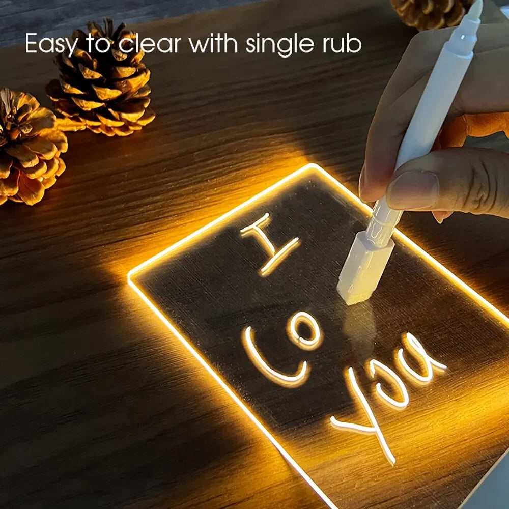 LED Notepad Drawing Board Glowing Acrylic Message Board With Pen Erasable Children's Drawing Letter Message Board Night Lamp