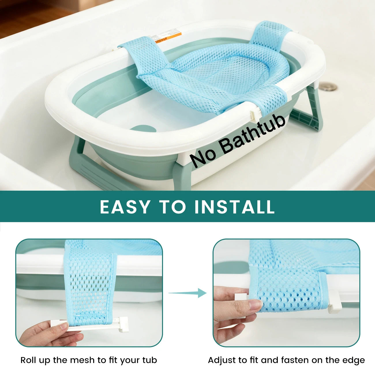 Baby Bath Support Mesh Pad Newborn Bath Tub Seat Net Non-Slip Baby Tub Mat Floating Bathtub Seat Cushion Mat (No Bathtub)