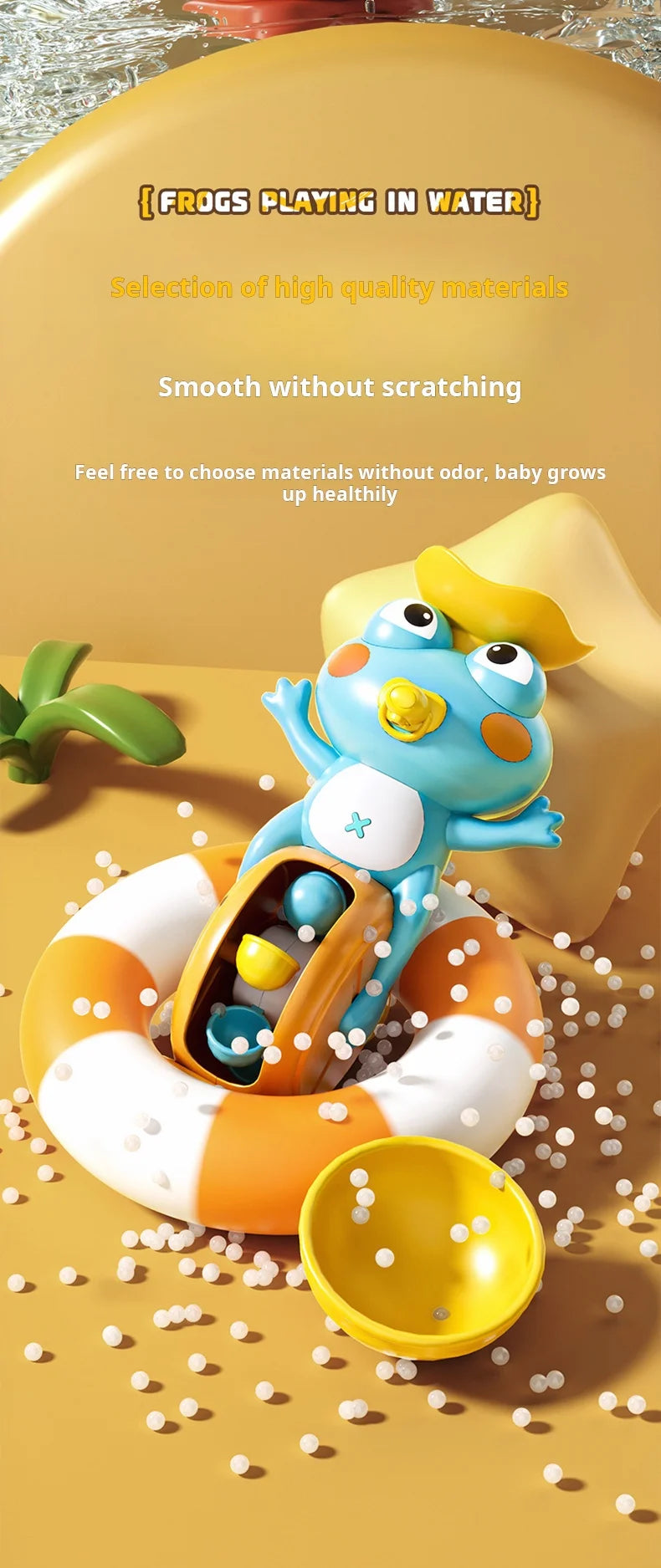 Cute Frog Waterwheel Bath Toy for Children Toddler Water Play Game in Bathroom Kid Shower Gift with Rotating Suction Cup