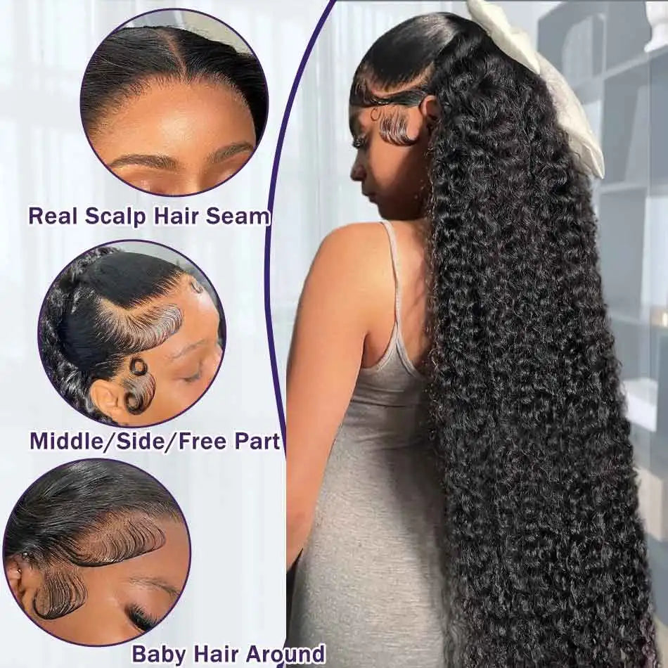 30 40 Inch Loose Deep Wave Lace Frontal Wig 13x6 Hd Curly Human Hair Lace Front Wigs For Women 13x4 360 Water Wave Pre Plucked
