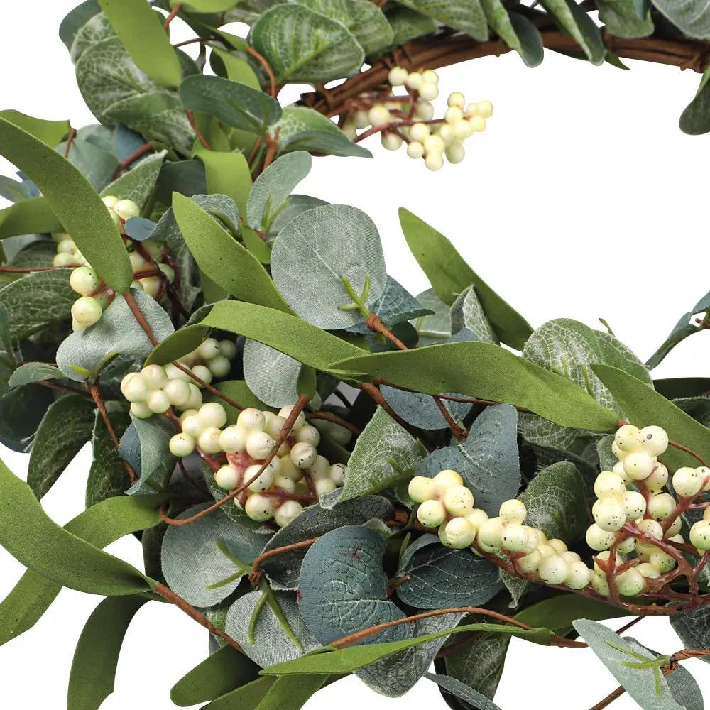 45cm Easter Holiday Garden Decoration Rattan Wreath Simulation Eucalyptus Leaf Rattan Door Head Pendant