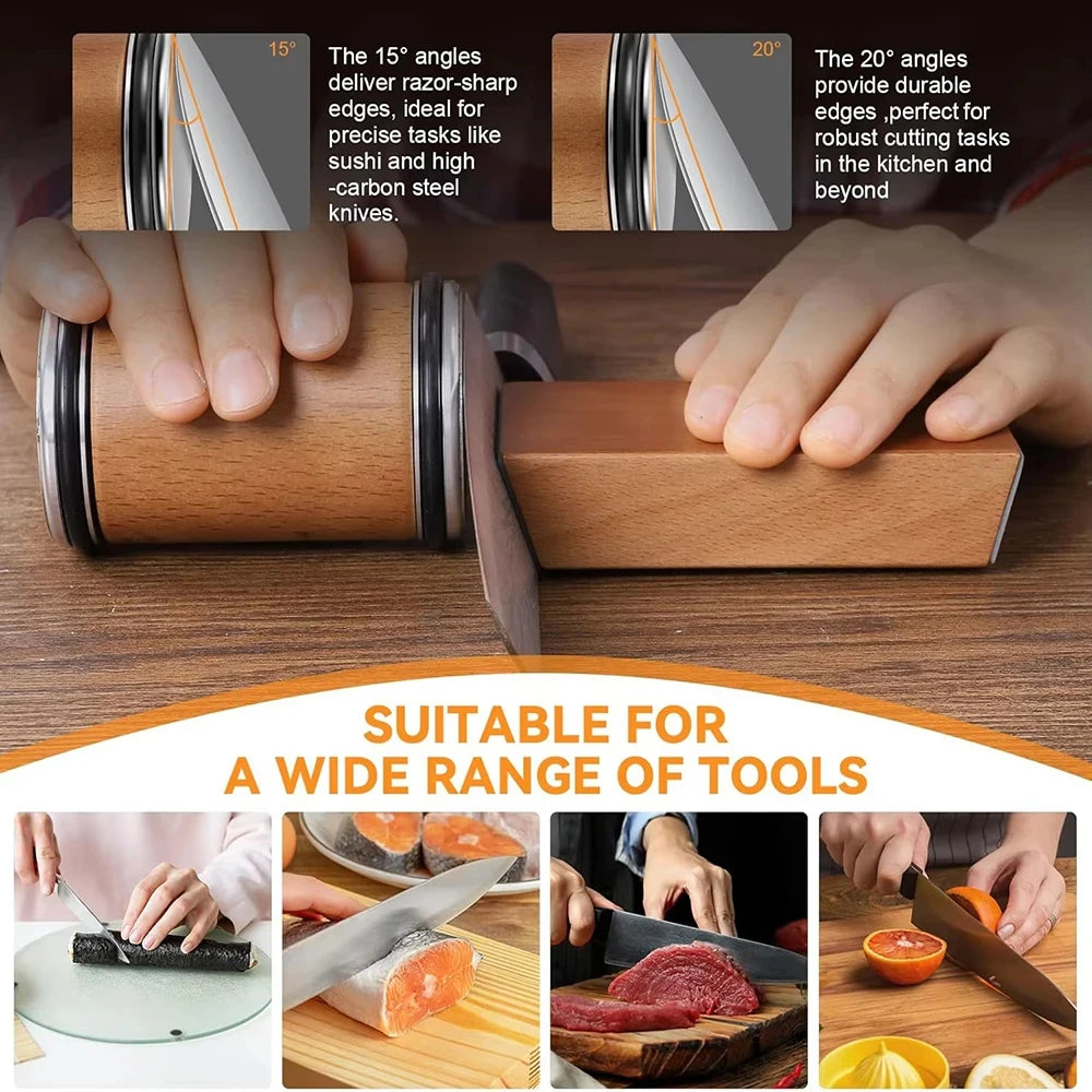 Niiruo Rolling Knife Sharpener Kit Double Sided Diamond Sharpening 15/20° Degree Magnetic Angle For Kitchen Knives Whetstone Set