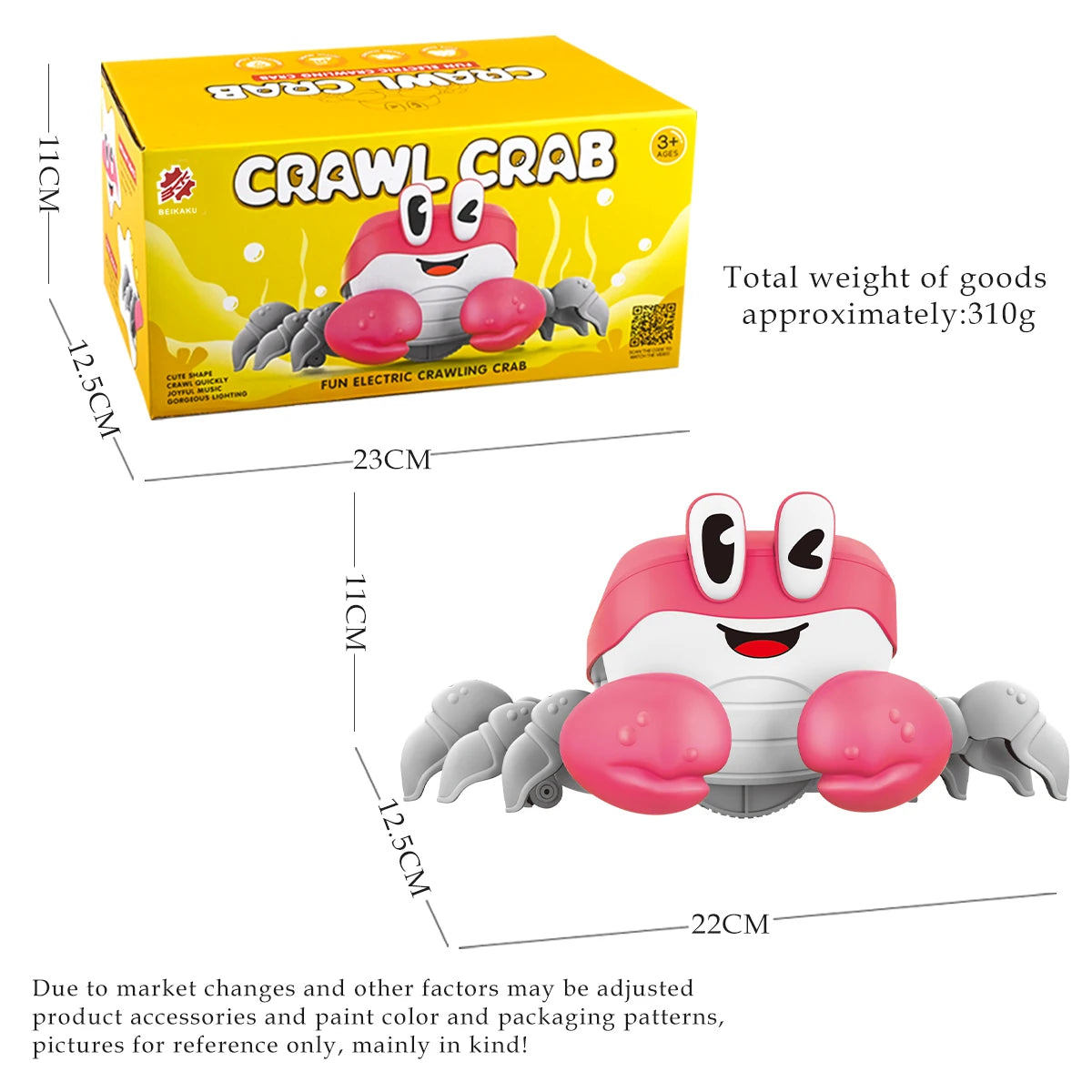 Crawling Crab Baby Toy, Learning Crawl Toys Crab with Music Dancing Walking Moving Induction Gifts for 3+ Boys and Girls