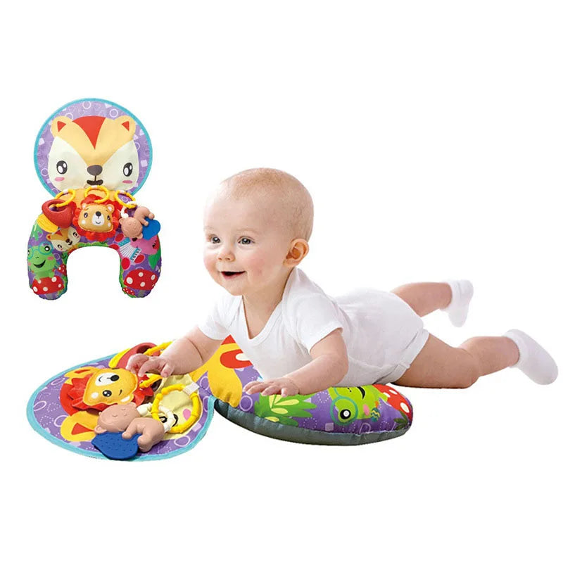 Montessori High Contrast Sensory Toys Baby Pillow Tummy Time Toy Newborn Head-up Training Pillow Teether Rattles 0 -6- 12 Months