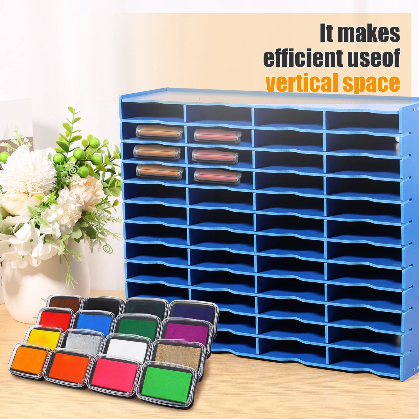 12/24/36/48 Slots Ink Pad Holder and Stamp Pad Storage Organizer Ink Pads Diamond Painting Tray Rack Crafts Painting Tray Rack