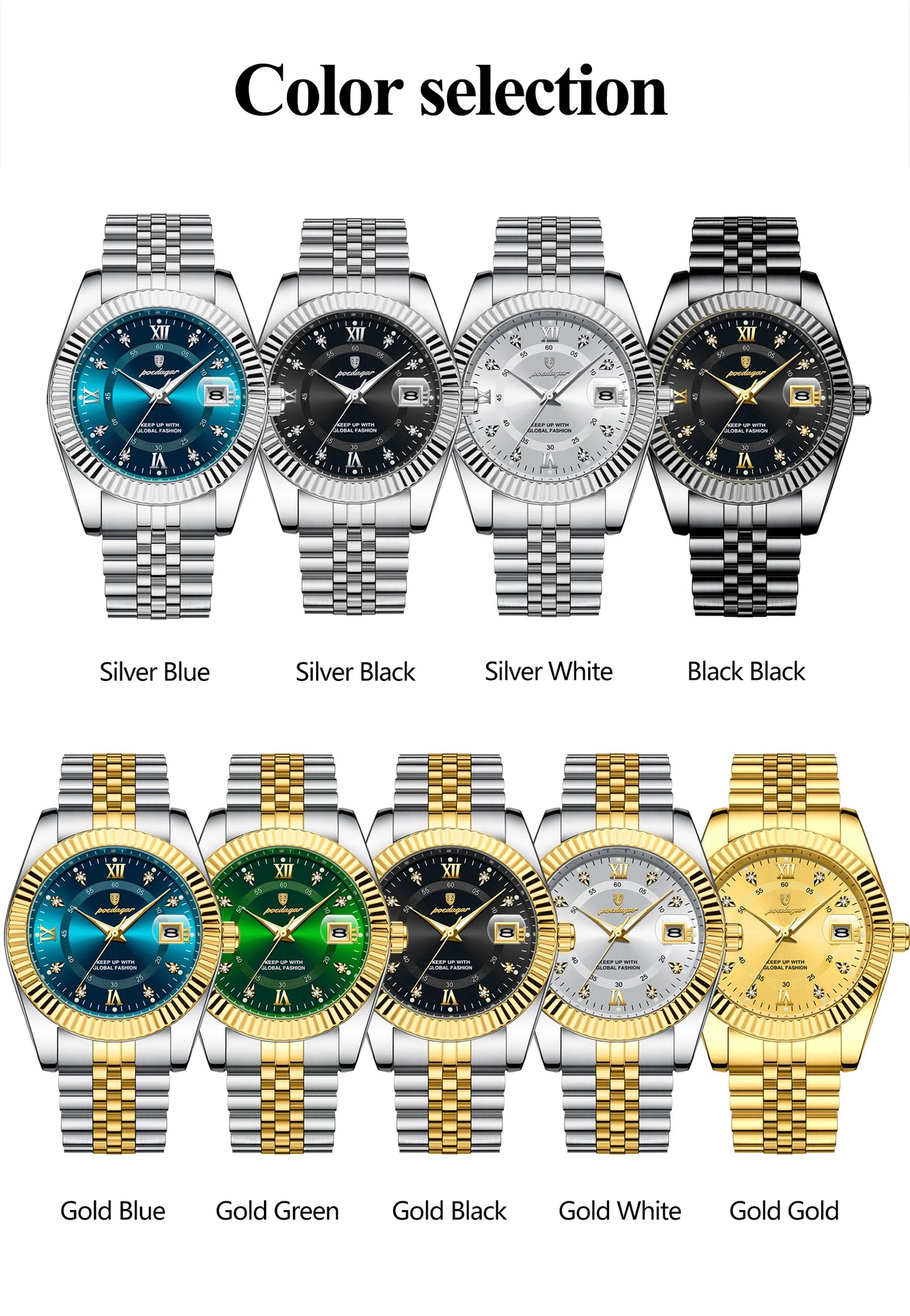 POEDAGAR Luxury Fashion Men Watch Waterproof Stainless Steel Luminous Military Man Wristwatch Date Business Quartz Men's Watches