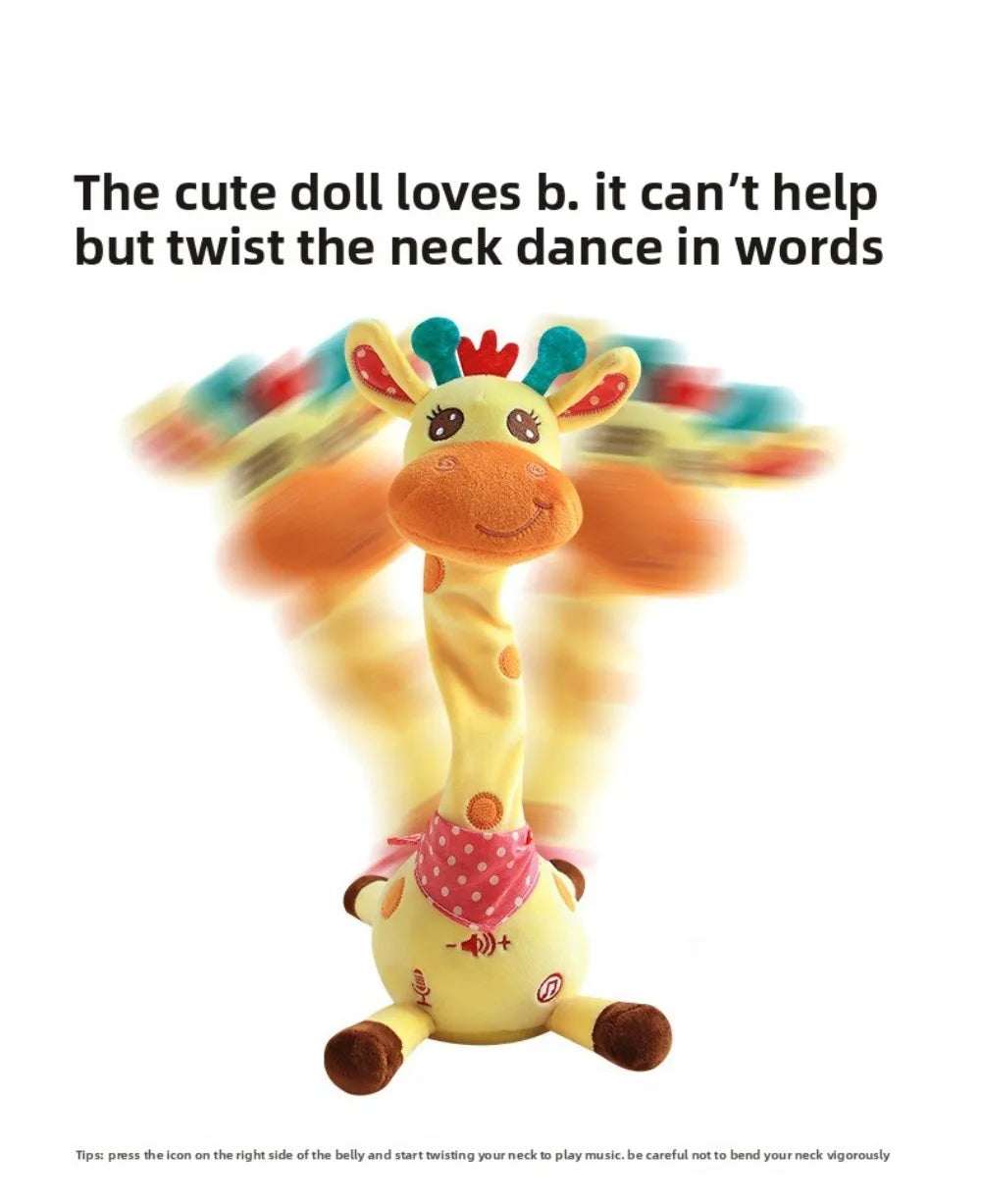 Repeating What You Say Dancing Talking Giraffe Toy with 10 Songs Adjustable Volume Stuffed Animal Toy Plush Musical