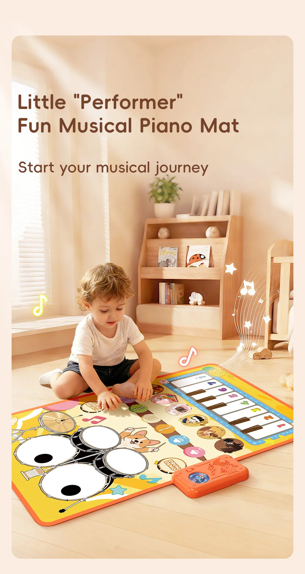 Baby Musical Piano Drum Mat Educational Floor Keyboard Instruments Music Hit Drum Carpet Learning Toys For Boy Girl Toddler Gift