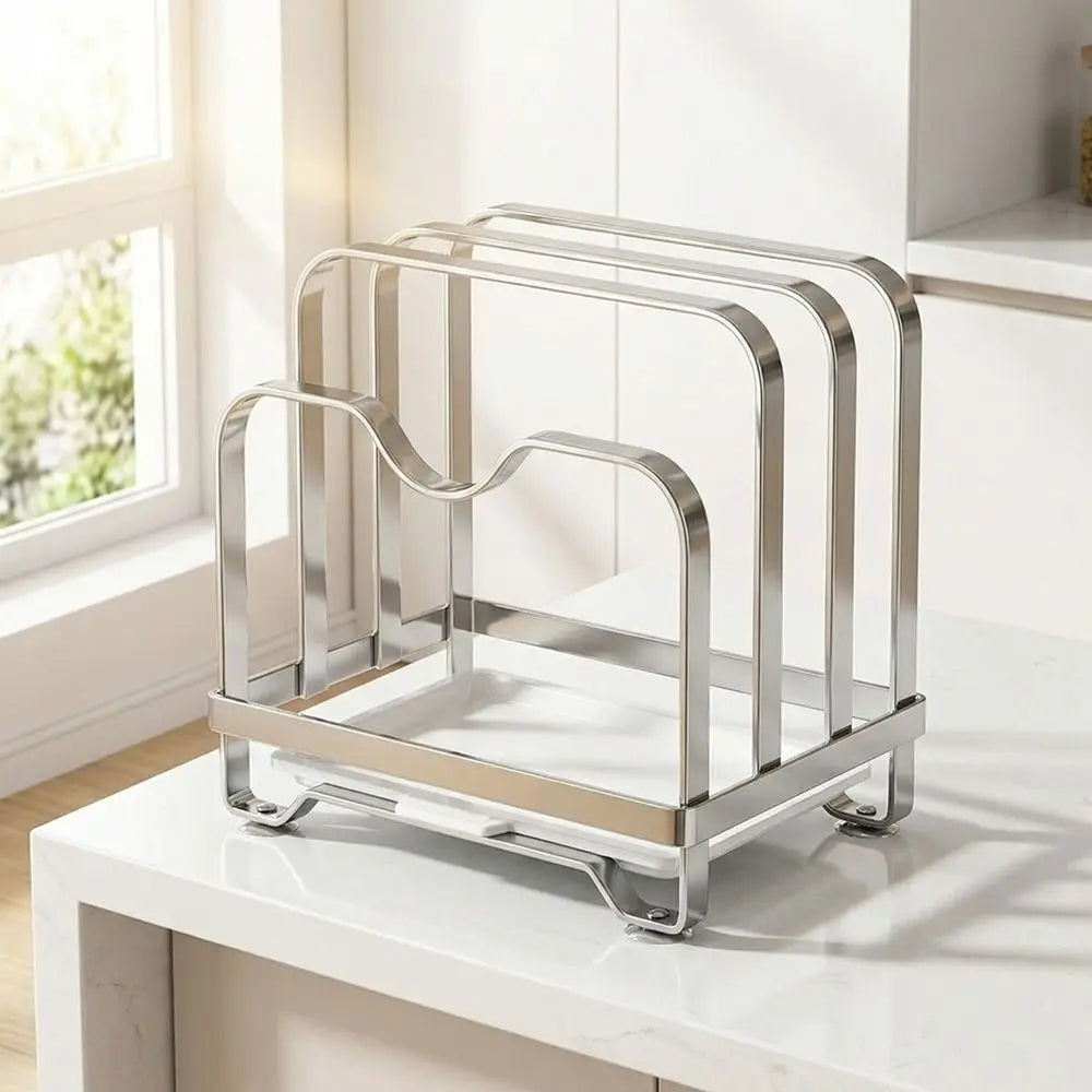 Vertical Cutting Board Holder Rustproof Anti-slip Pot Lid Storage Rack Moisture-proof Space Saving Chopping Board Organiser