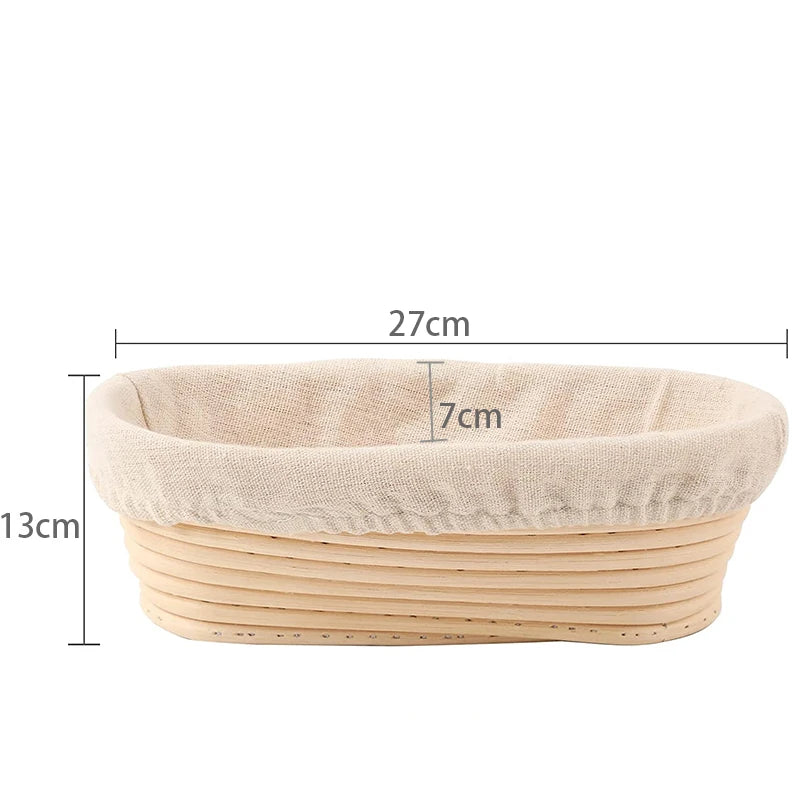 LMETJMA Bread Proofing Basket Round Oval Long Banneton Rattan Bread  Dough Proofing Proving Rattan Basket with Linen Liner Cloth