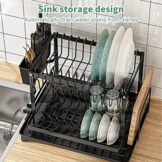 Drainer rack kitchen sink Kitchen Adjustable Plates Organiser Dish Bowl Drainer Storage Rack Cutlery Storage Holder