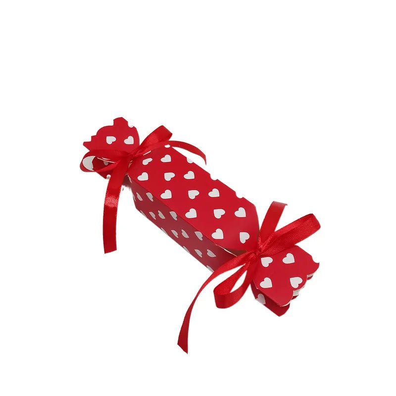 10/20Pcs Love Heart Candy Shaped Gift Box Chocolate Valentine's Day Favor Gift Packaging Box With Ribbon Wedding Party Supplies