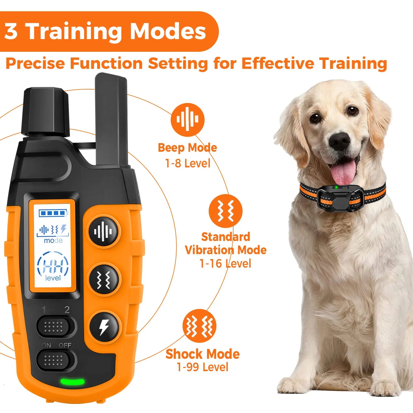 3300Ft Dog Training Collar with Remote Rechargeable Waterpro of E Collar Beep Vibration Shock High Quality Pet Training