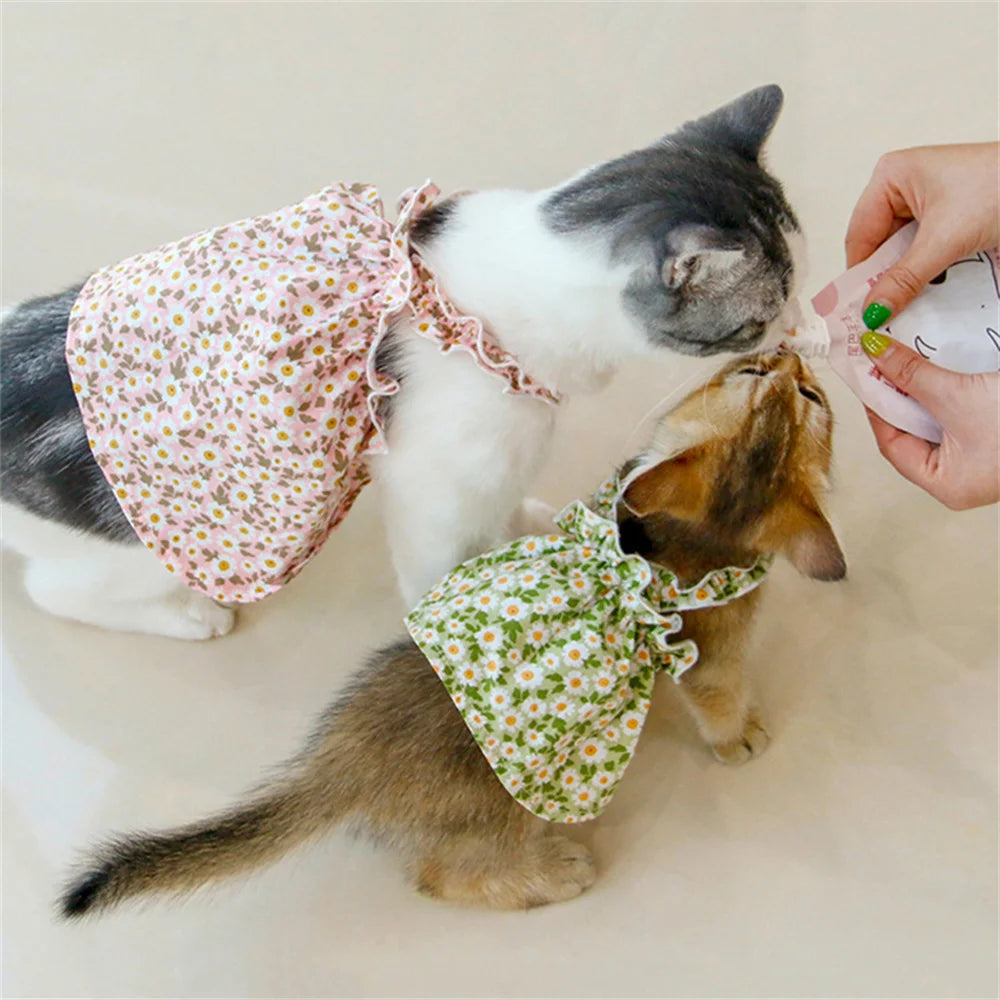 Summer Green Sphynx Cat Suspender Skirt Love Flower Pet Princess Dresses for Cats Gotas Katten Kedi Dog Dress mascotas Clothes