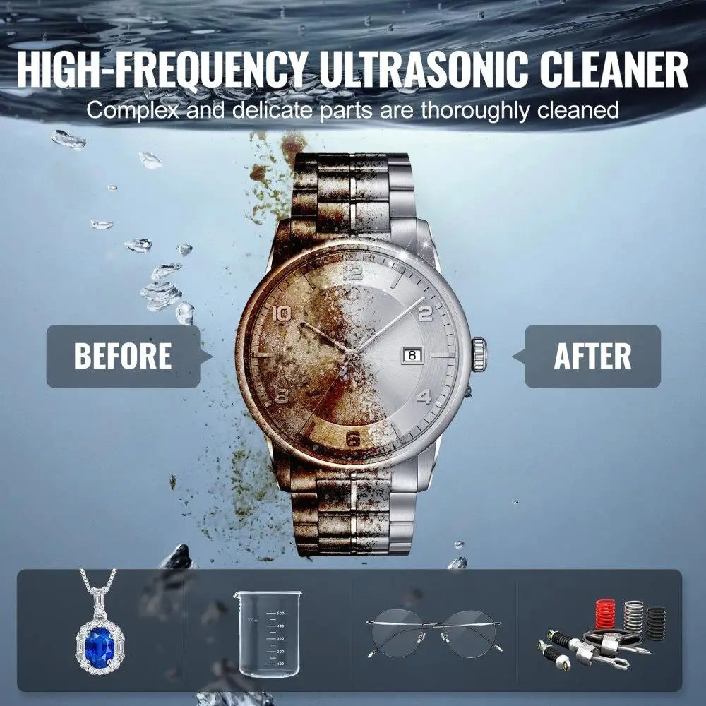 3L Ultrasonic Cleaning Machine with Basket Heater Timer 120W for Jewelry Dental Tools