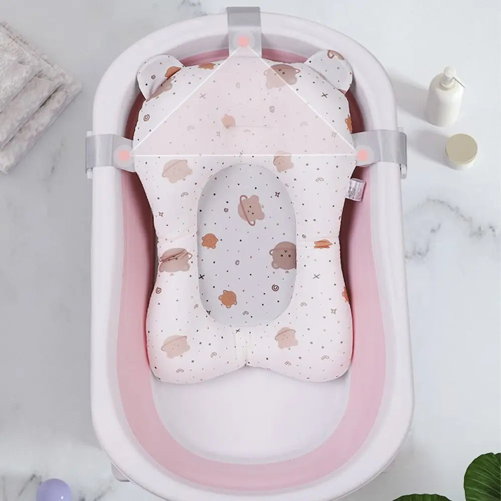 For Toddle Cartoon Rabbit Security Bear Newborn Bath Seat Shower Support Mat Baby Bath Cushion Infant Bathtub Pad