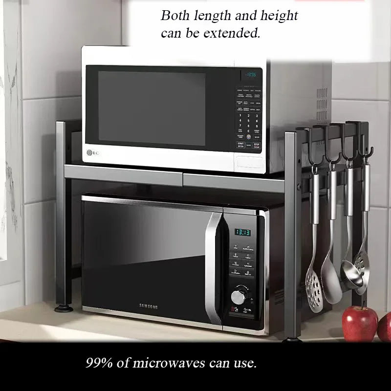Retractable Multi-Functional Kitchen Rack Table Microwave Stove Rack Stove Cabinet Storage Rack Rice Cooker Storage Rack