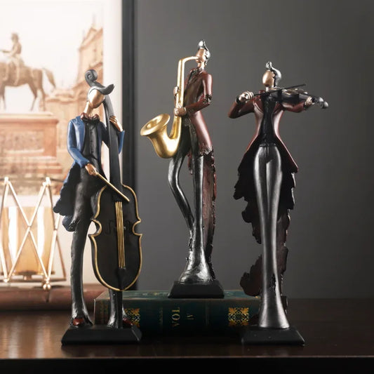 Vintage Musician Resin Figurines – Modern Jazz Band Sculptures for Home Décor