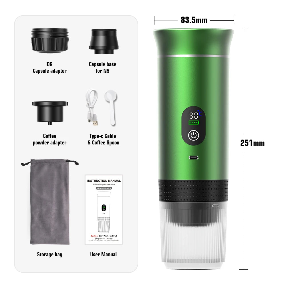DENOKIN Portable Espresso Coffee Machine With Digital Display 3-in-1 Capsule Coffee Maker