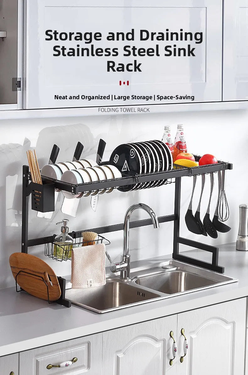 Kitchen Sink Multi-Function Rack Dish Drainer Plate Bowl Storage Shelf Countertop Home Use Organiser Utility Rack Shelf