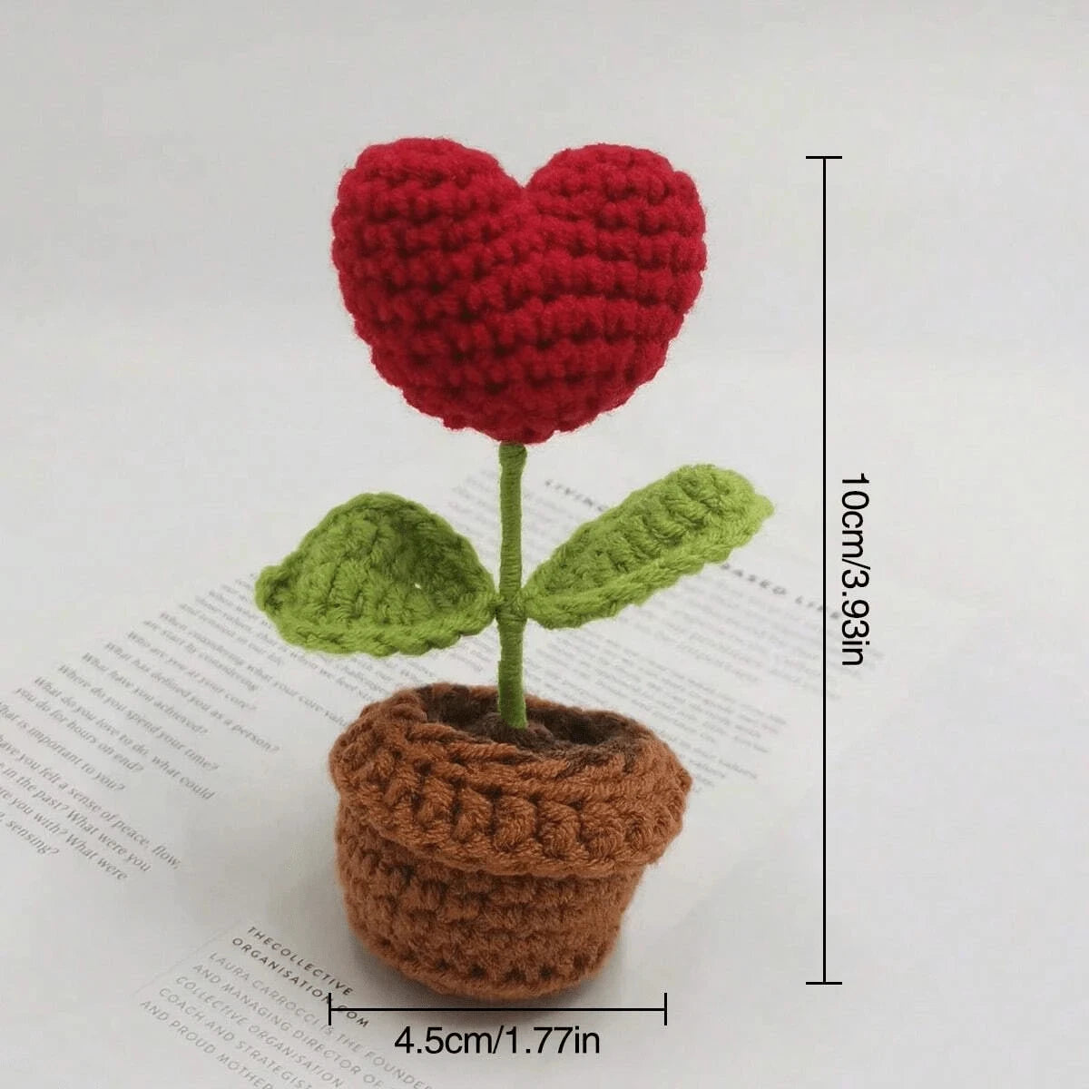 1/2/3/5Pcs Handmade Knitted Flower Pot Red Heart Shaped Knit Imitation Potted Plant Christmas Valentine's Day Mother‘s Day Gift