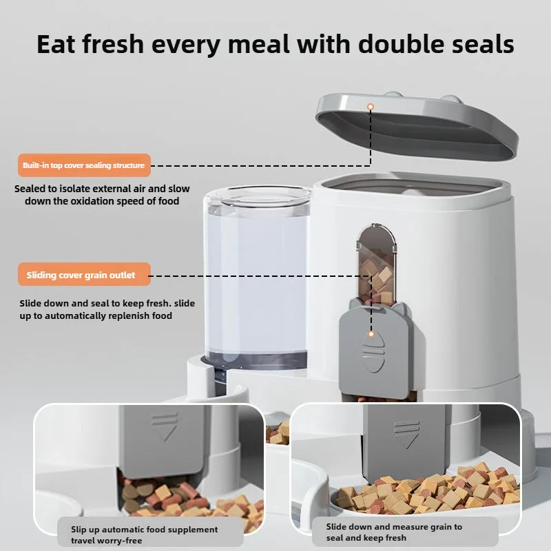 Automatic Cat & Dog Feeder with Spill-Proof Design – Water Fountain and Food Dispenser for Small, Medium, and Large Pets