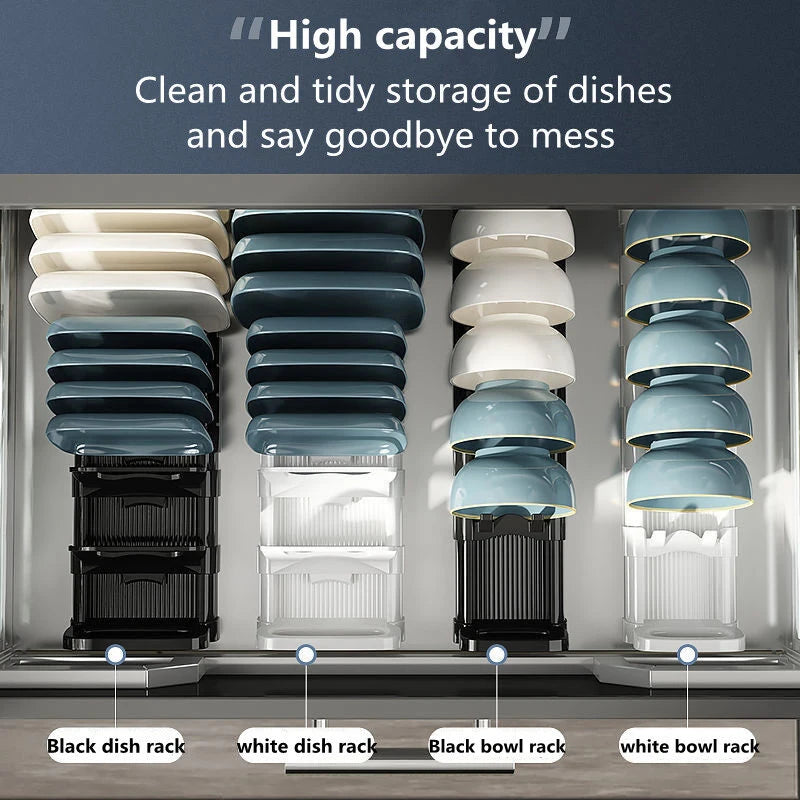Retractable Drawer Bowls Plate Storage Holder Shelves Countertop Sink Supplies Shelf Kitchen Under Cabinet Adjustable Dish Rack