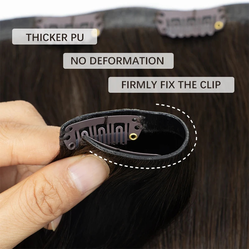 Invisible Thick PU Clip In Human Hair Extensions Seamless PU Weft Tape Clip on Hair For Thick Raw Hair 7PCS 12-24inch 100G-120G