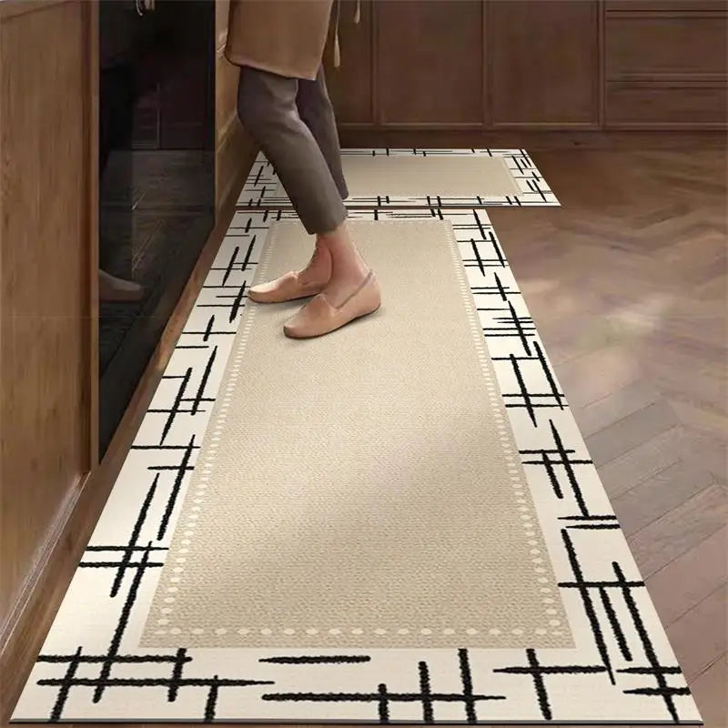 Kitchen Rug Pvc Waterproof Leather Carpet Beige Long Floor Mat Non-slip Oil-proof Home Decoration Vinyl Rugs Alfombras De Cocina