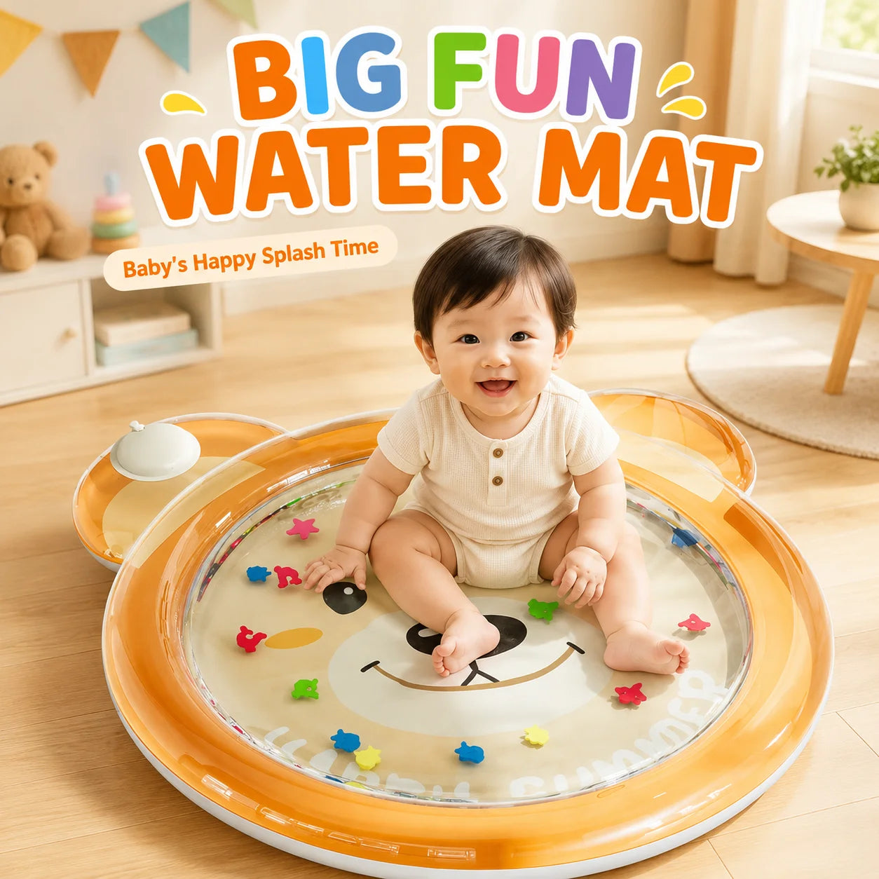 1PC Tummy Time Water Mat, Inflatable Sensory Play Pad, Water Filled Pat Mat Infant Floor Activity Toy for Toddlers