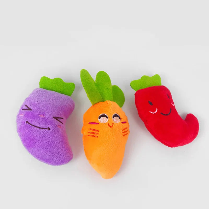 Plush Fruit-Shaped Dog Toy – Squeaky Chew Toy for Small & Medium Dogs, Teeth-Cleaning Pet Toy for Puppies and Cats