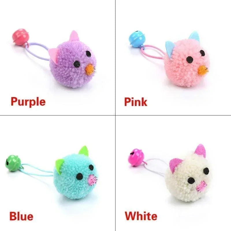 Cat Toys Interactive Plush Mouse Head Shaped Pet Toys With Bell Kitten Cats Playing Scratch Training Toy