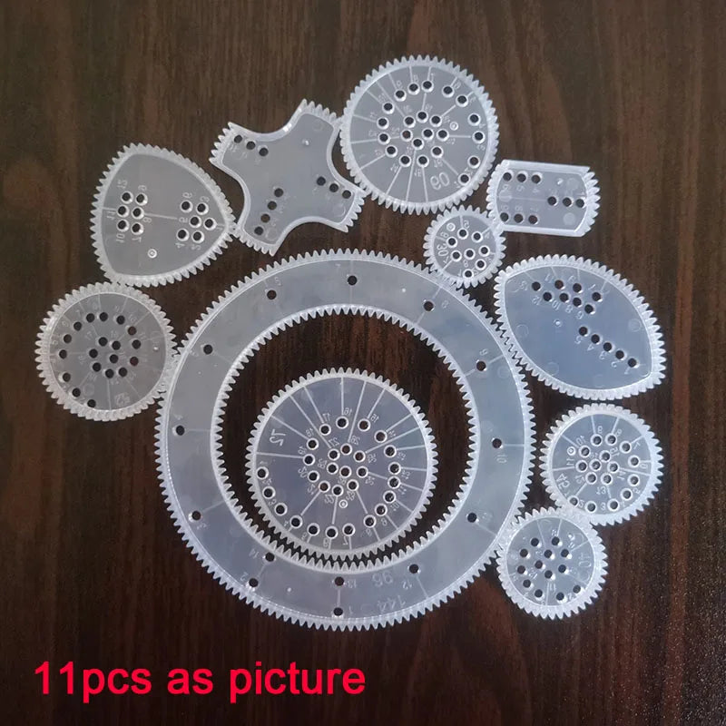 Funny Spirograph Drawing Toys Set Interlocking Gears & Wheels Geometric Ruler Drawing Accessories Creative Educational Kids Toy