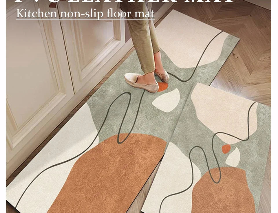 Carpet for Kitchen Floor Mat Pvc Waterproof Oil-proof Leather Rug Anti-slip Foot Mats Home Decoration
