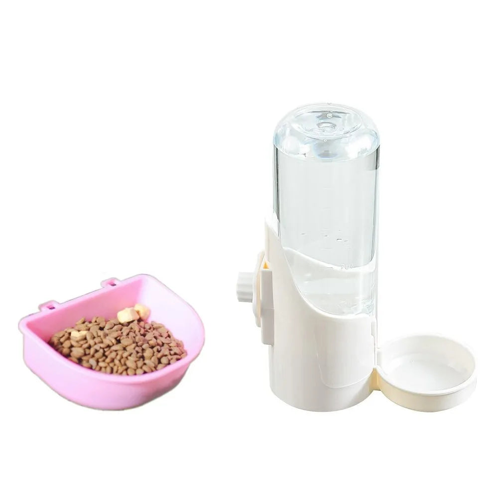Large Capacity Plastic Pet Food & Water Feeder – Removable, Washable Hanging Drinking Fountain for Small Pets