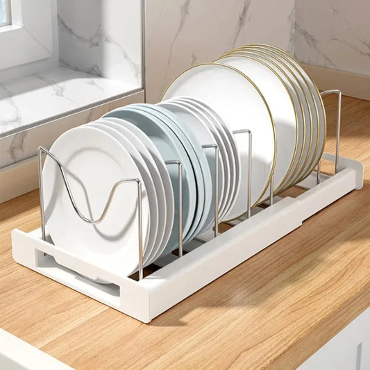 Expandable Kitchen Cabinet Pot Organiser - Adjustable Divider Rack, Multi-Use Storage Solution for Pots, Pans and Lids
