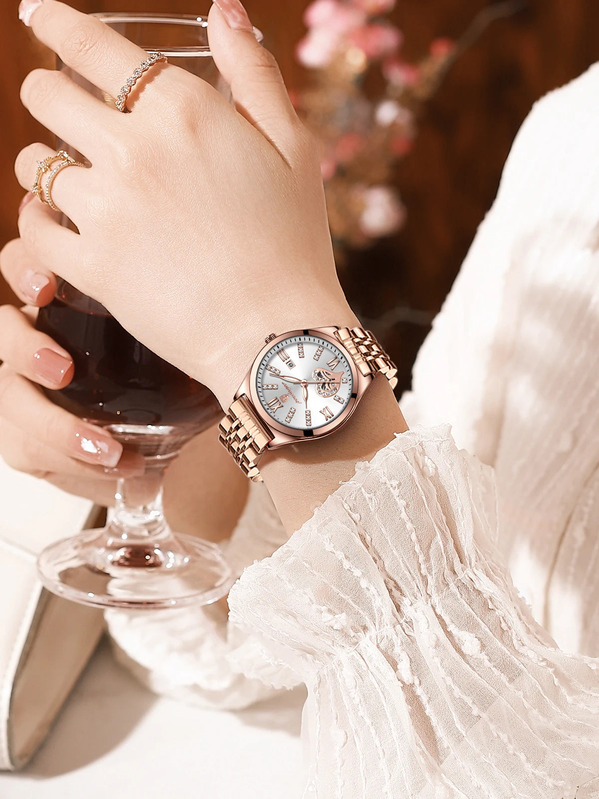 POEDAGAR Exquisite Luxury Watches For Women Waterproof Luminous Date Stainless Steel Casual Woman Wristwatch Quartz Ladies Watch