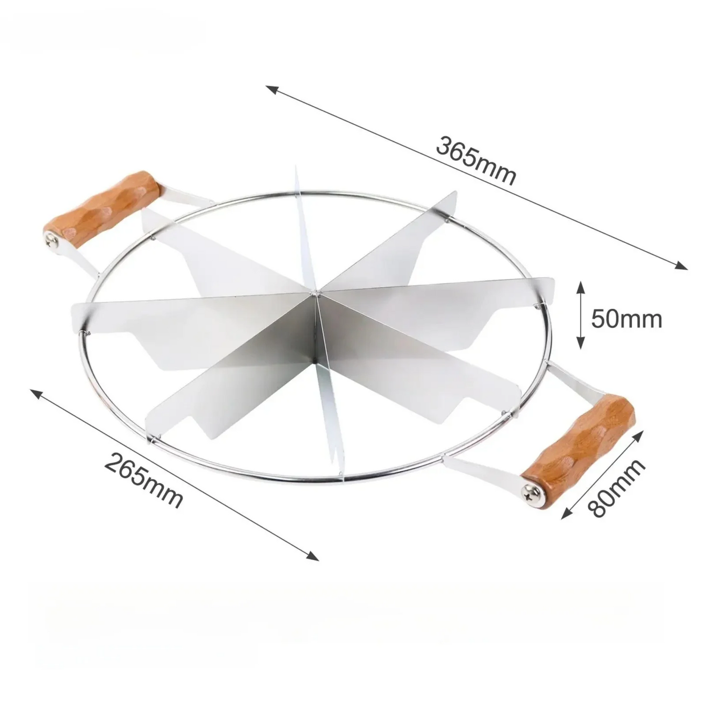 Stainless Steel Cake Slicer Divider with Wooden Handle, 6/10 Equal Portion Cutter for Pizza, Pie, Pastry, Baking Kitchen Tool