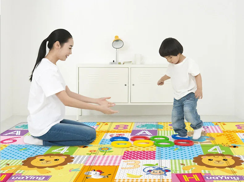 Baby Play Mat 180x200cm Doubel Sided Printed Kids Rug Educational Toys for Children Crawling Carpet Game Activity Gym Foam Floor