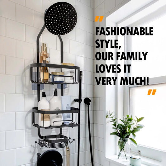 3-Tier Household Shower Shelves for Hanging Caddy Drilling Bathroom Storage No Drilling Rustproof Living Room Kitchen Organizer