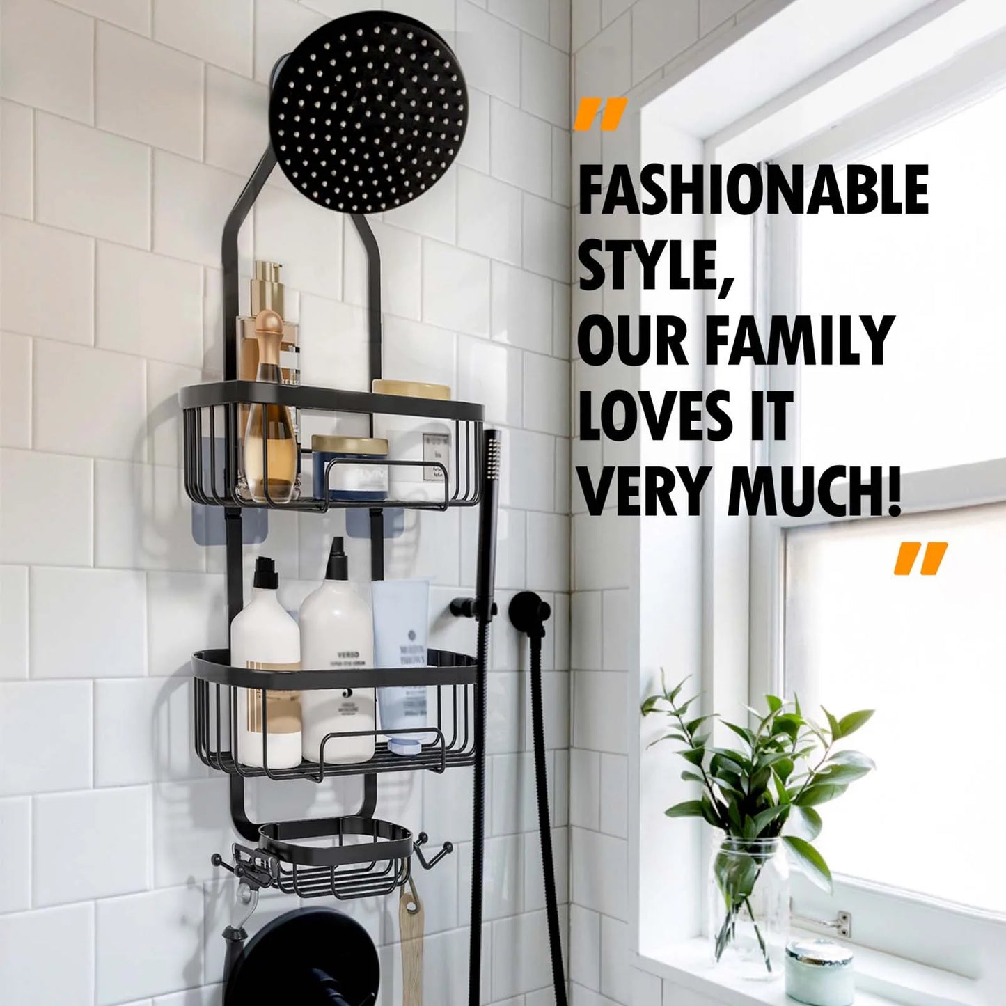 3-Tier Household Shower Shelves for Hanging Caddy Drilling Bathroom Storage No Drilling Rustproof Living Room Kitchen Organizer
