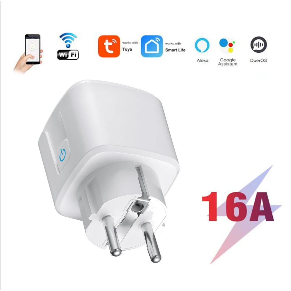 Tuya Smart Wifi Plug 16A/20A EU Outlet 3680W Power Meter Wireless Remote Control Smart Socket Compatiable With Alexa