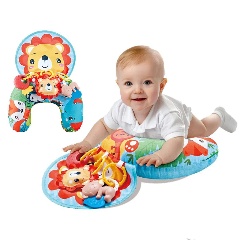Montessori High Contrast Sensory Toys Baby Pillow Tummy Time Toy Newborn Head-up Training Pillow Teether Rattles 0 -6- 12 Months