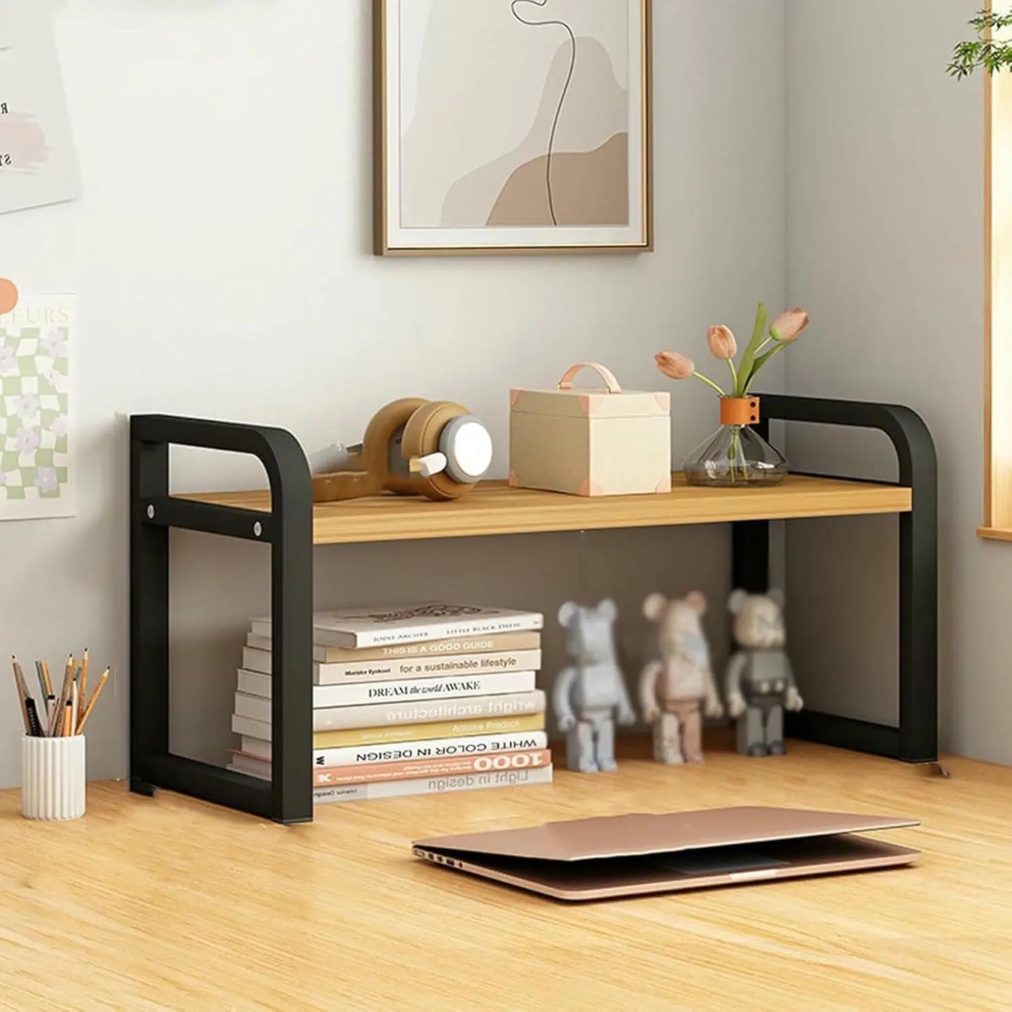 Desk Shelf Organisers Desk Hutch for College Dorm Desk Top Bookshelf for Desk Multi-Layer Storage Shelf Display Rack for Home