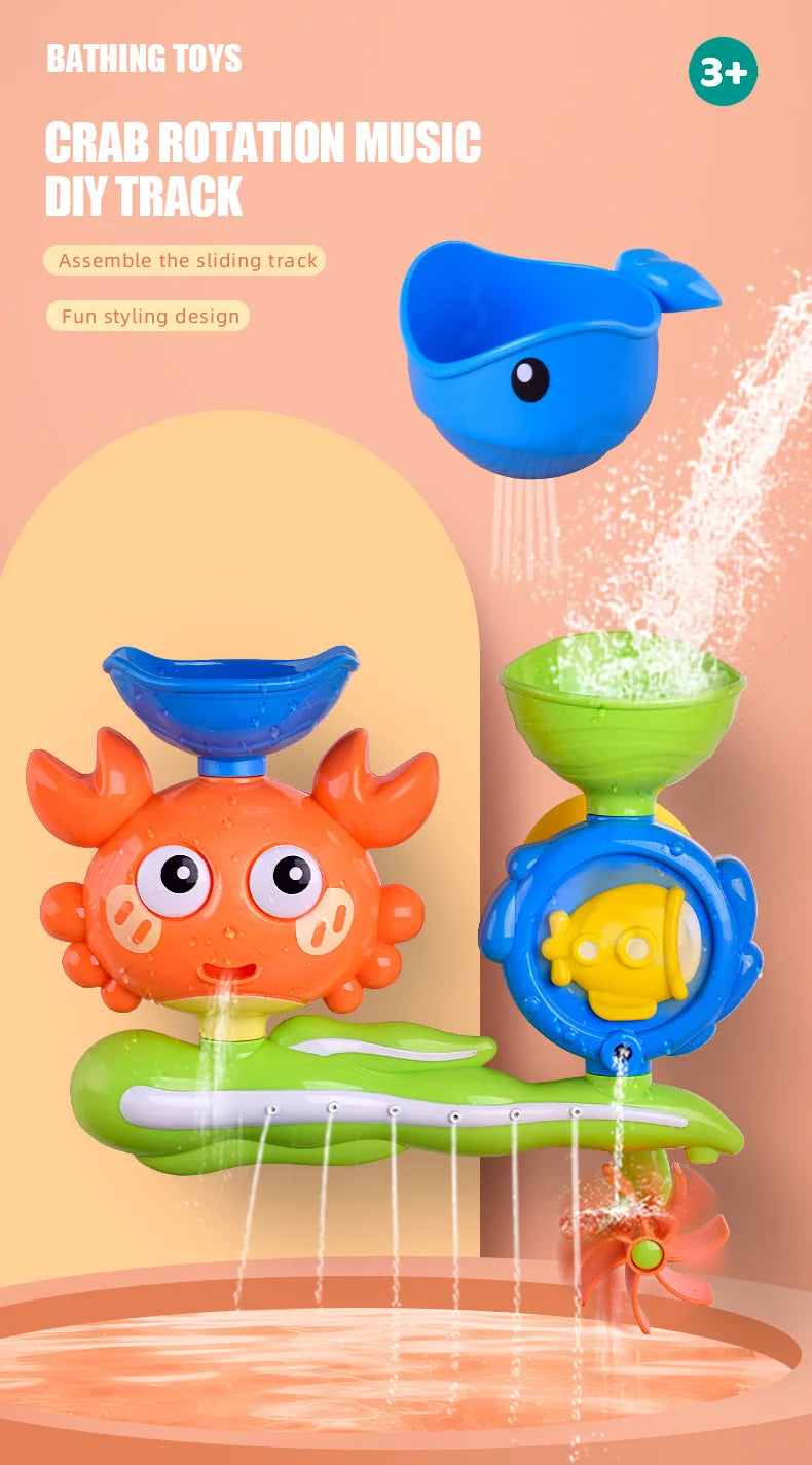 Baby Bathtub Water Play Set Rotating Sprinkler Kids Bath Toys Games for Bath Toddler Bathroom Suction Cup Shower Toys for Infant
