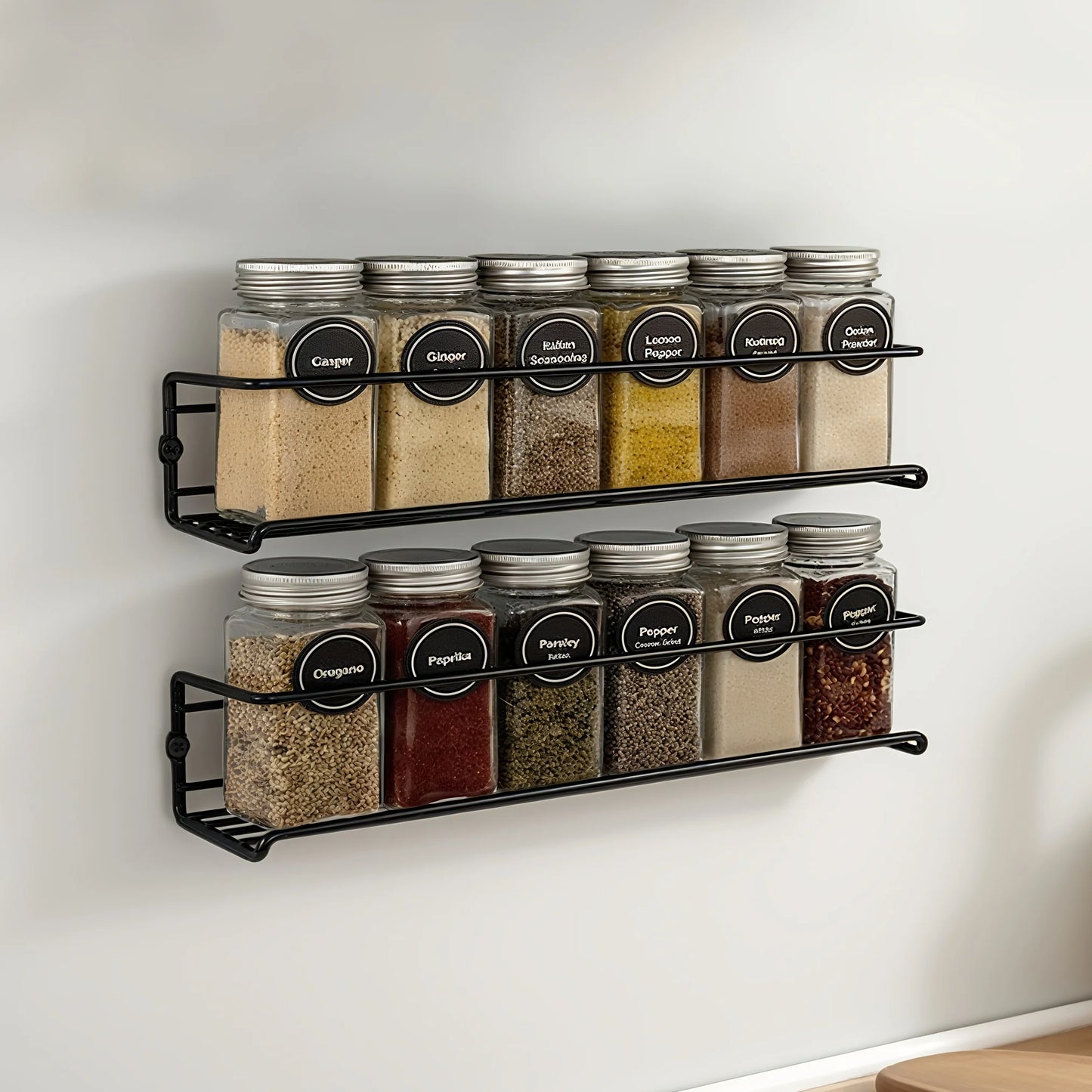 1/2pcs Kitchen Rack Organiser Wall Mount Spice Rack Metal Hanging Seasoning Shelf Organiser Rack for Cupboard Single Layer