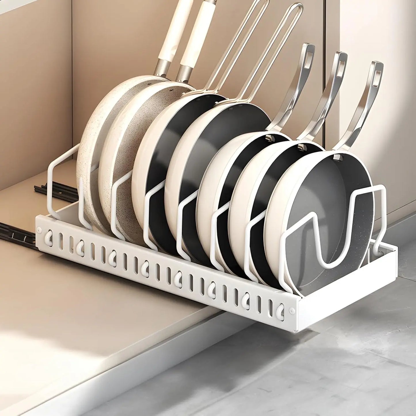 Pull Out Pots Pans Organiser for Under Cabinet Pull Out Cabinet Organiser Storage Pot Lid Organiser holder Adjustable Dividers