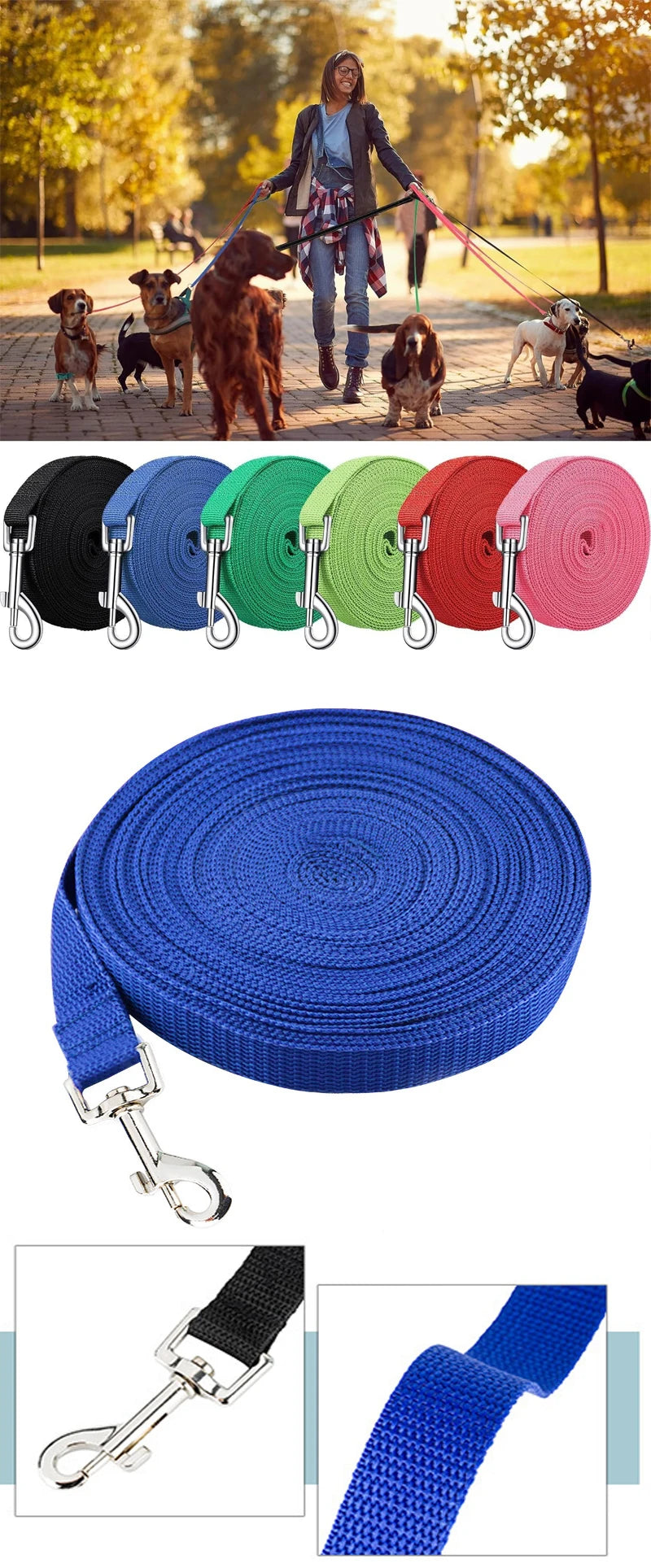 Nylon Dog Training Leash – Walking Traction Rope for Small to Large Dogs, Available in 1.5M to 10M