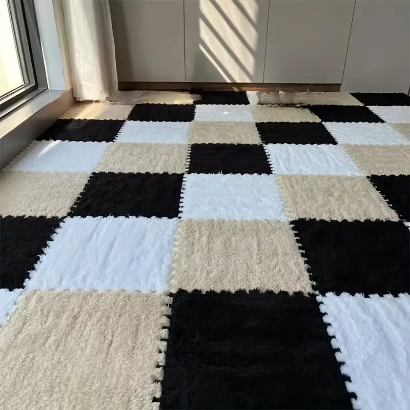 6/12Pcs Baby Play Mat EVA Foam Puzzle Tiles Soft Plush Interlocking Crawling Mat Non-Slip Nursery Floor Rug Washable