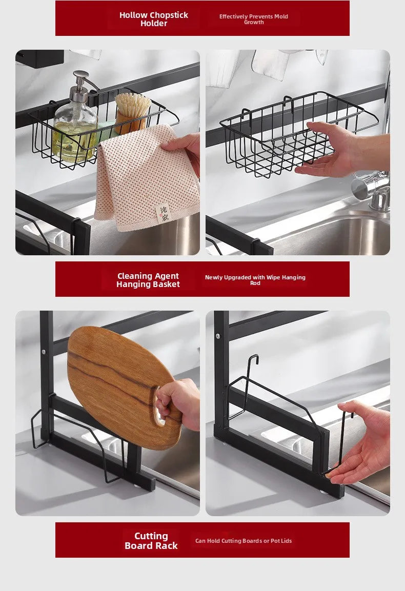 Kitchen Sink Multi-Function Rack Dish Drainer Plate Bowl Storage Shelf Countertop Home Use Organiser Utility Rack Shelf